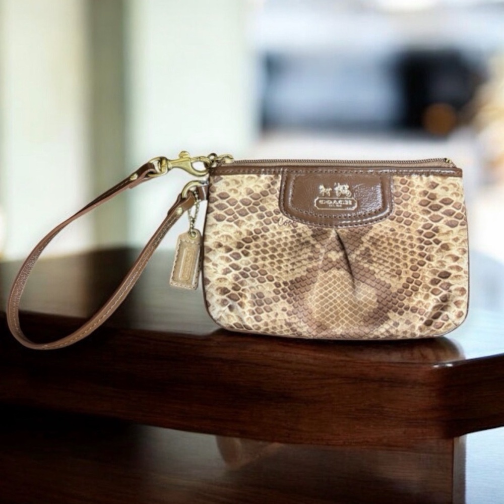 Coach Brown Snake Print Wristlet